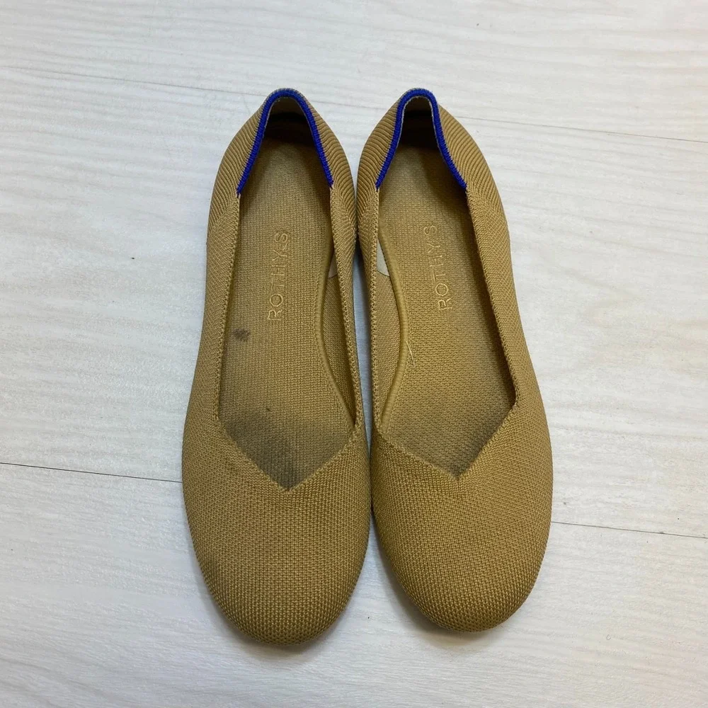 Rothy's The Flat Slip On Ballet Flats Women's Size 8 Tan Knit‎ Round Toe Comfort